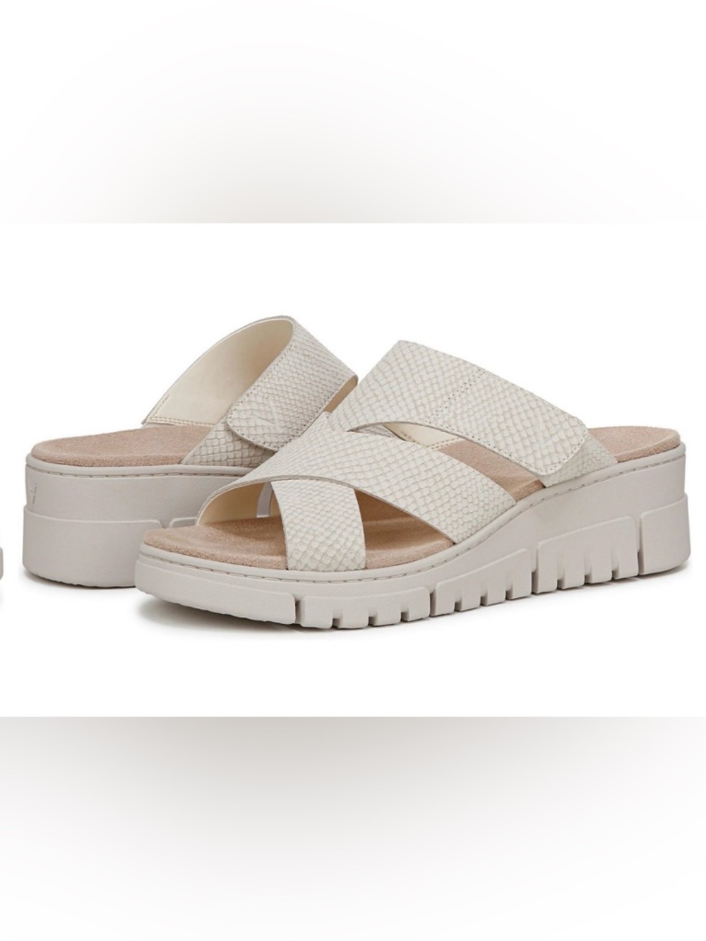 Vionic Uptown Sunset Ivory Crisscross Slide Sandals - Picture 2 of 8